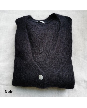 Gilet boutonné mohair sans manche ajouré