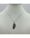 Collier plume verticale sur chaine en Argent