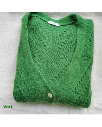 Gilet boutonné mohair sans manche ajouré