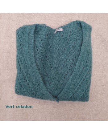 Gilet boutonné mohair sans manche ajouré