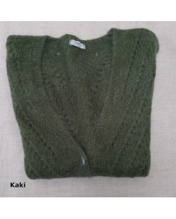 Gilet boutonné mohair sans manche ajouré