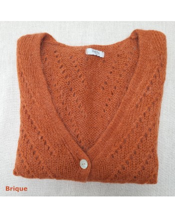 Gilet boutonné mohair sans manche ajouré