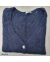 Gilet boutonné mohair sans manche ajouré