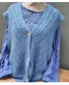 Gilet boutonné mohair sans manche ajouré