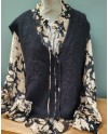 Gilet boutonné mohair sans manche ajouré