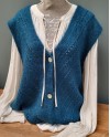 Gilet boutonné mohair sans manche ajouré