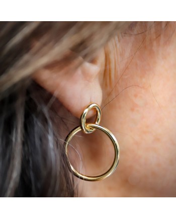 Boucles d'oreilles double anneau plaqué Or