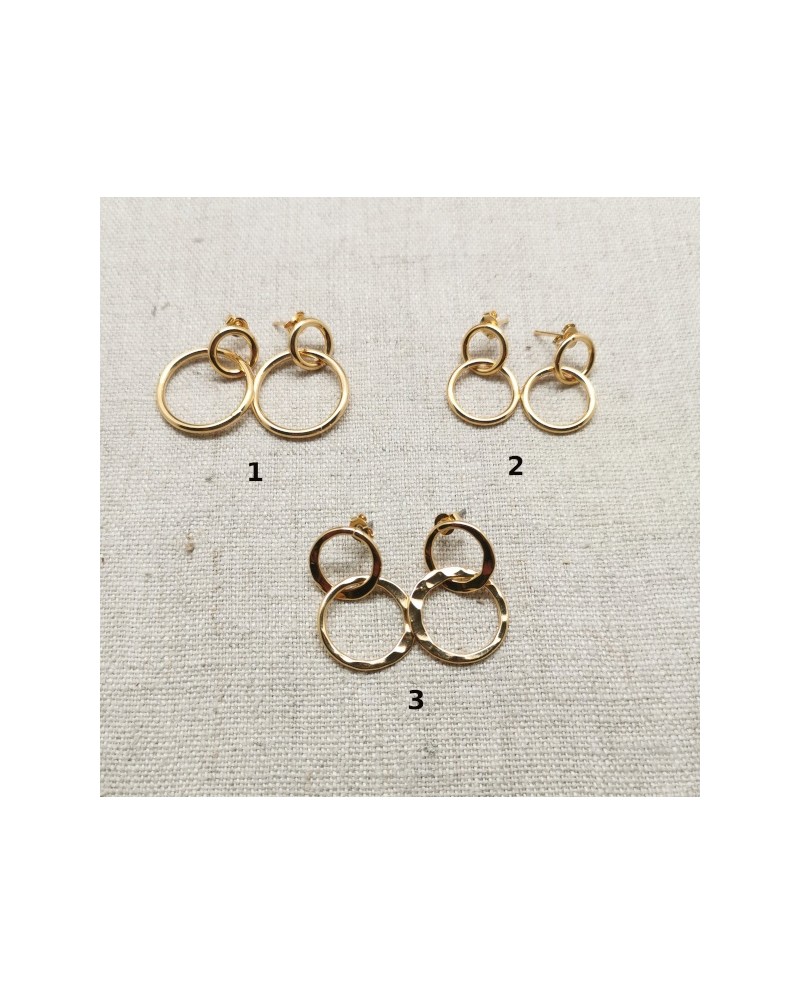 Boucles d'oreilles double anneau plaqué Or