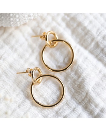Boucles d'oreilles double anneau plaqué Or