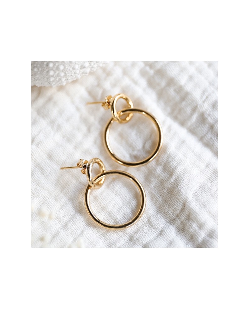 Boucles d'oreilles double anneau plaqué Or