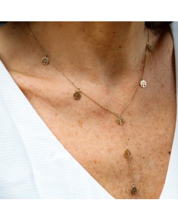 Collier forme Y motif arbre ou plume