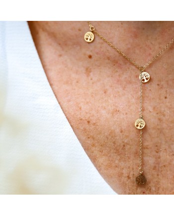 Collier forme Y motif arbre ou plume