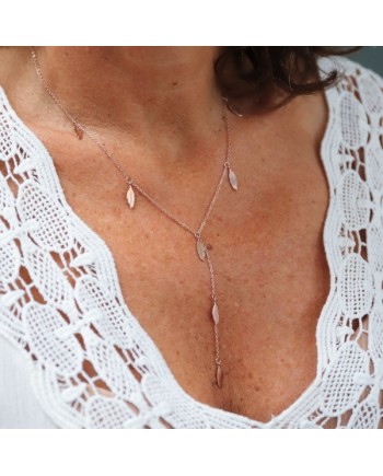 Collier forme Y motif arbre ou plume