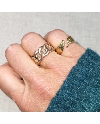 Bague doré feuillage mate