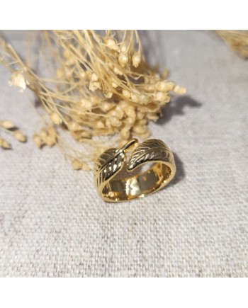 Bague doré feuillage mate