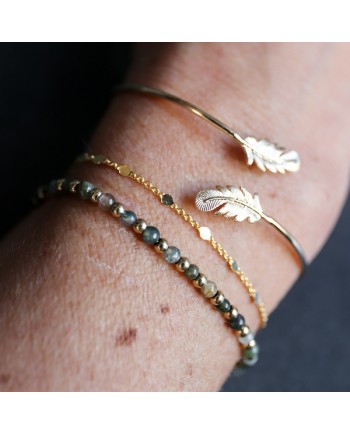 Bracelet perles en pierre et doré