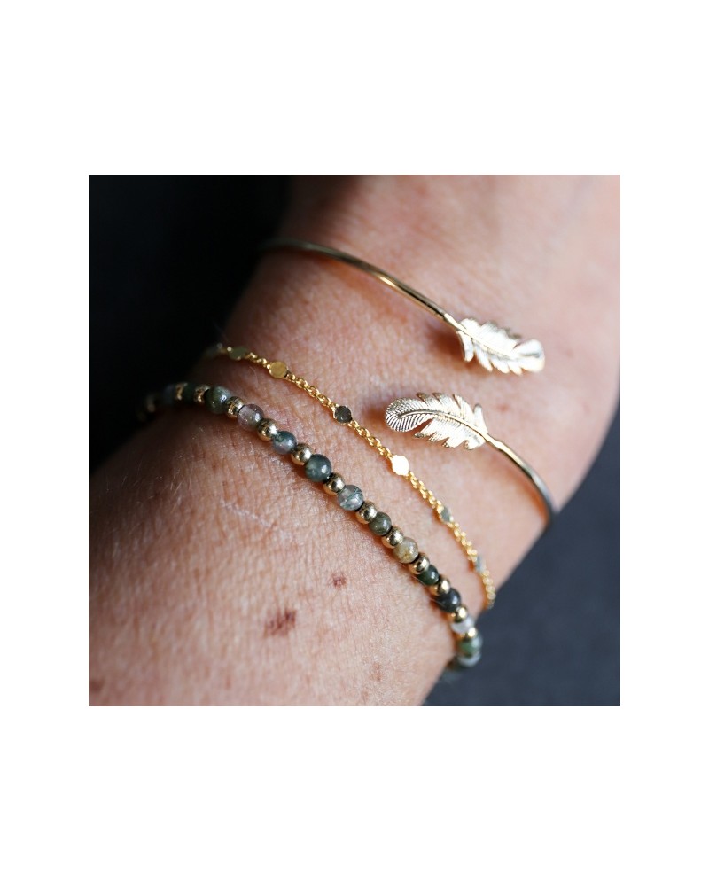 Bracelet perles en pierre et doré