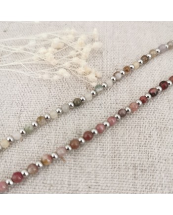 Bracelet perles en pierre et doré