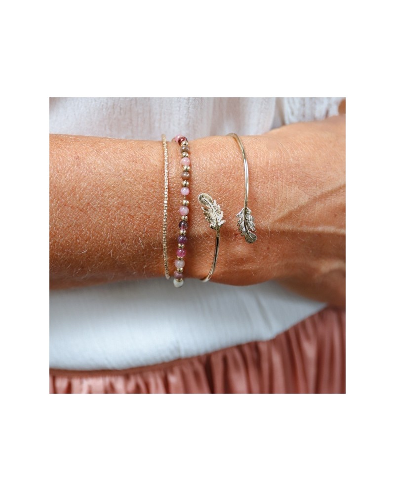 Bracelet perles en pierre et doré