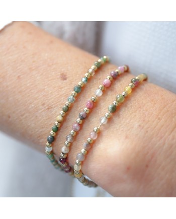 Bracelet perles en pierre et doré