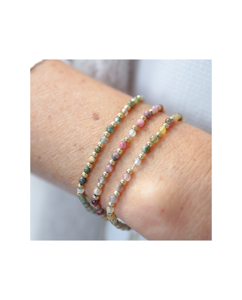 Bracelet perles en pierre et doré