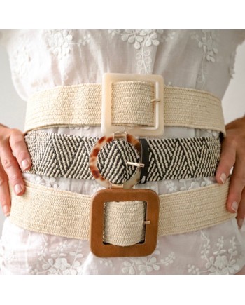 Ceinture tressée paille élastique