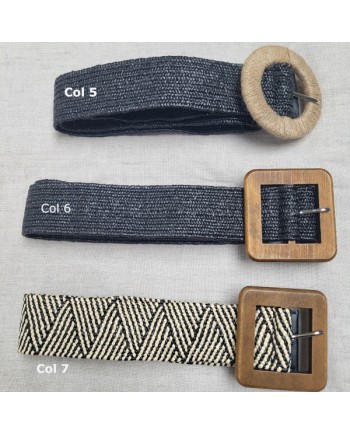 Ceinture tressée paille élastique