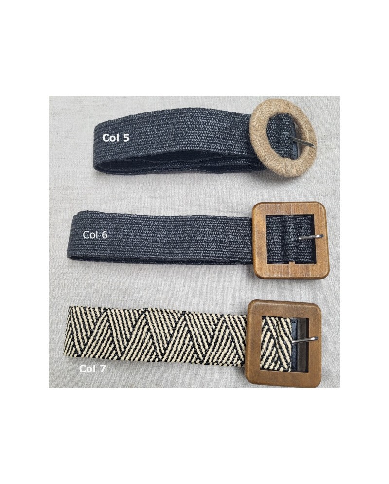 Ceinture tressée paille élastique