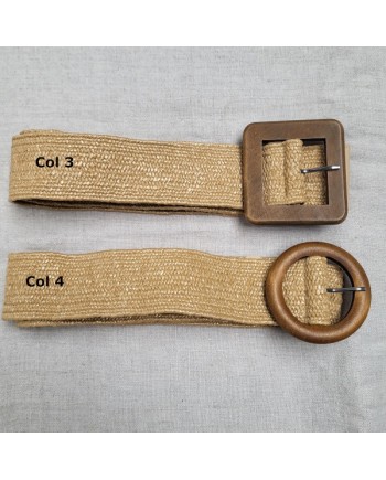 Ceinture tressée paille élastique