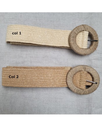 Ceinture tressée paille élastique