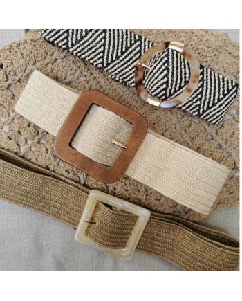 Ceinture tressée paille élastique