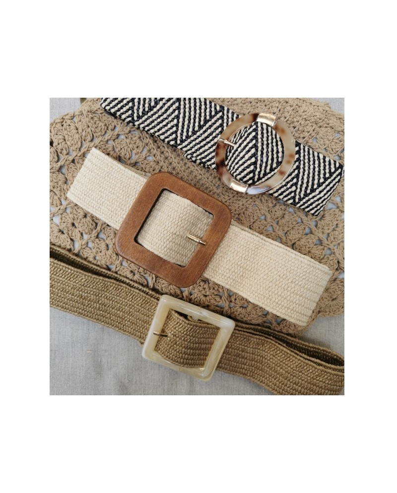 Ceinture tressée paille élastique