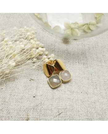 Boucles d'oreilles courte et pierre de couleur