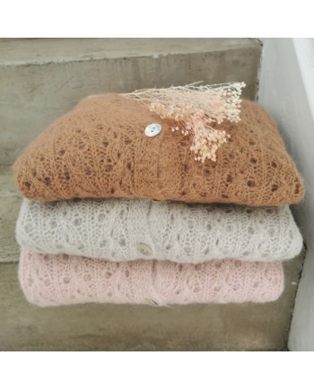 Gilet boutonné mohair ajouré