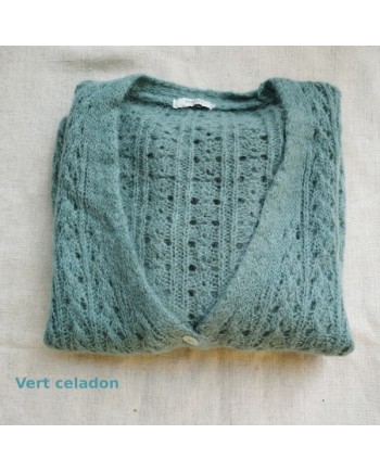 Gilet boutonné mohair ajouré