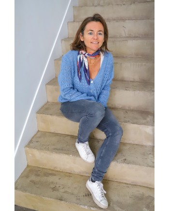 Gilet boutonné mohair ajouré