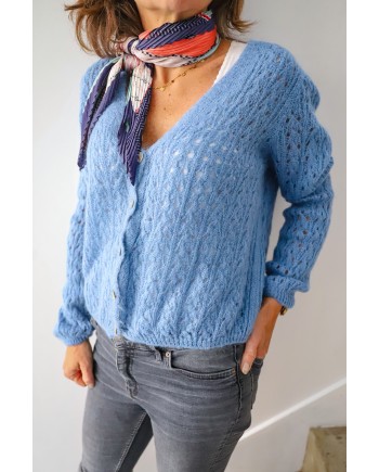 Gilet boutonné mohair ajouré