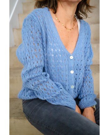 Gilet boutonné mohair ajouré