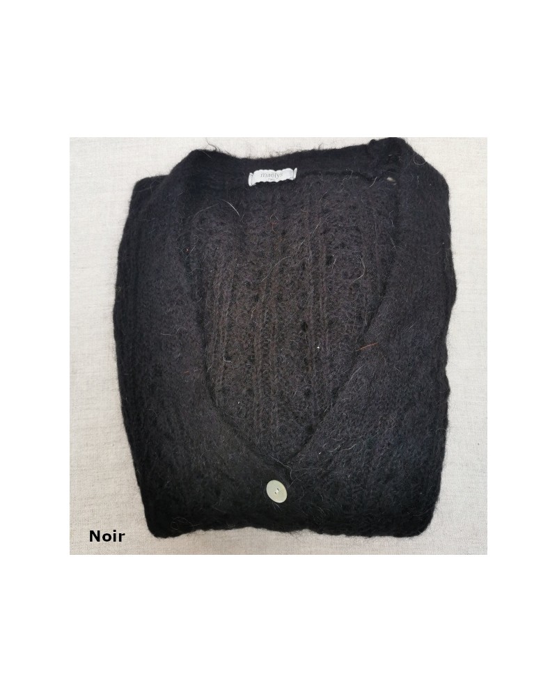 Gilet boutonné mohair ajouré