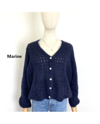 Gilet boutonné mohair ajouré