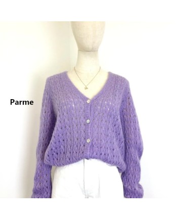 Gilet boutonné mohair ajouré