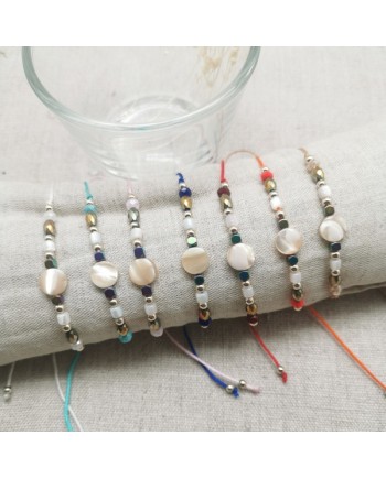 Bracelet nacre ronde et perles