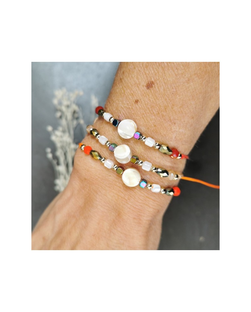 Bracelet nacre ronde et perles