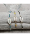 Bracelet coquillage et perlesde couleurs