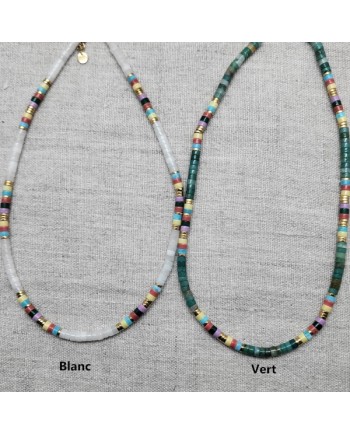 Collier perle colorées et dorées
