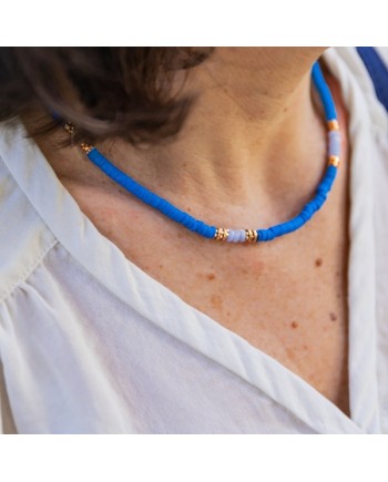 Collier perle colorées et dorées