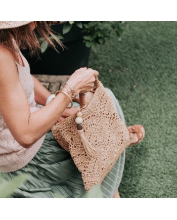 Sac rectangulaire paille "Merci"