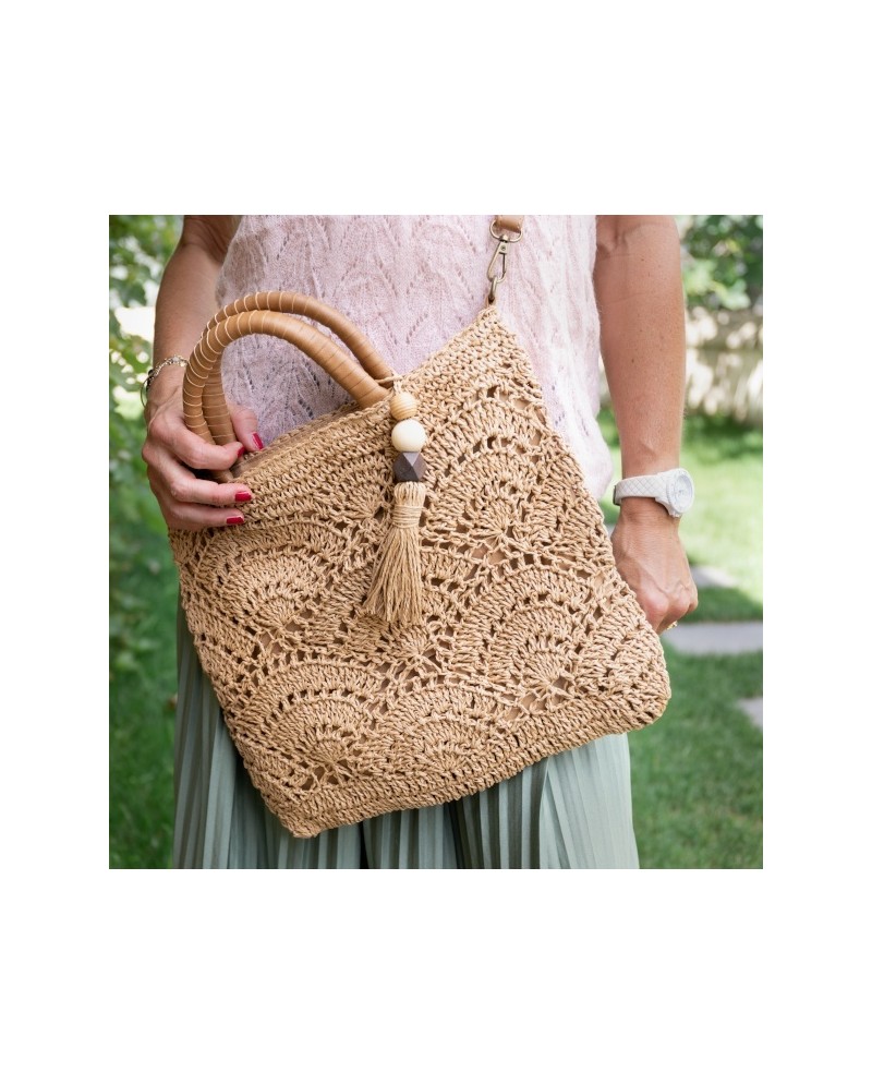 Sac rectangulaire paille "Merci"