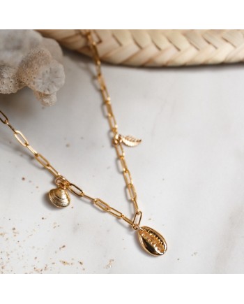 Collier chaine maille et 3 breloques