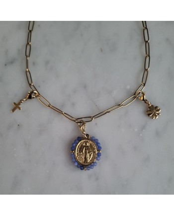 Collier large chaîne et breloque amovible